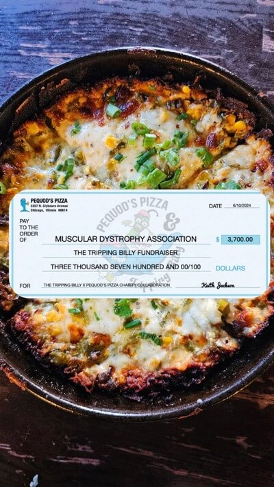 pequod's x tripping billy (1) Graphic for Tripping Billy fundraiser showing Pequod's raised $3,700 for the Muscular Dystrophy Association
